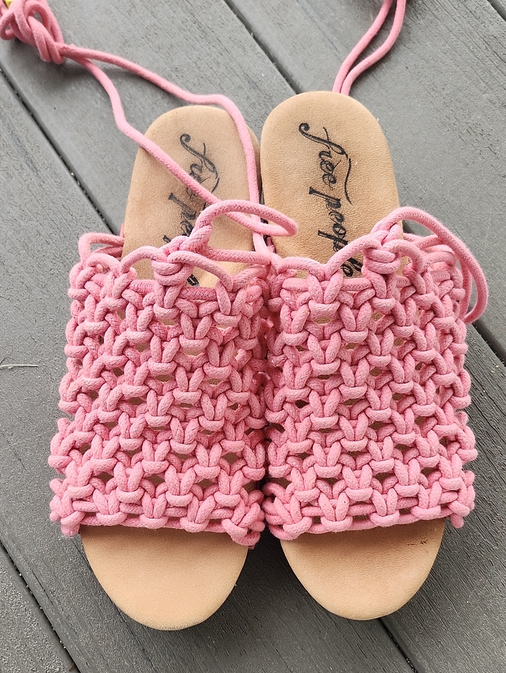 Free People Candy Pink Crochet Wooden Clog Sandal